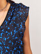 Top imprimé léopard noir et bleu recyclé femme-5
