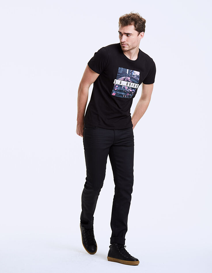 Zwart geborduurd heren-T-shirt L.A. Drive-6