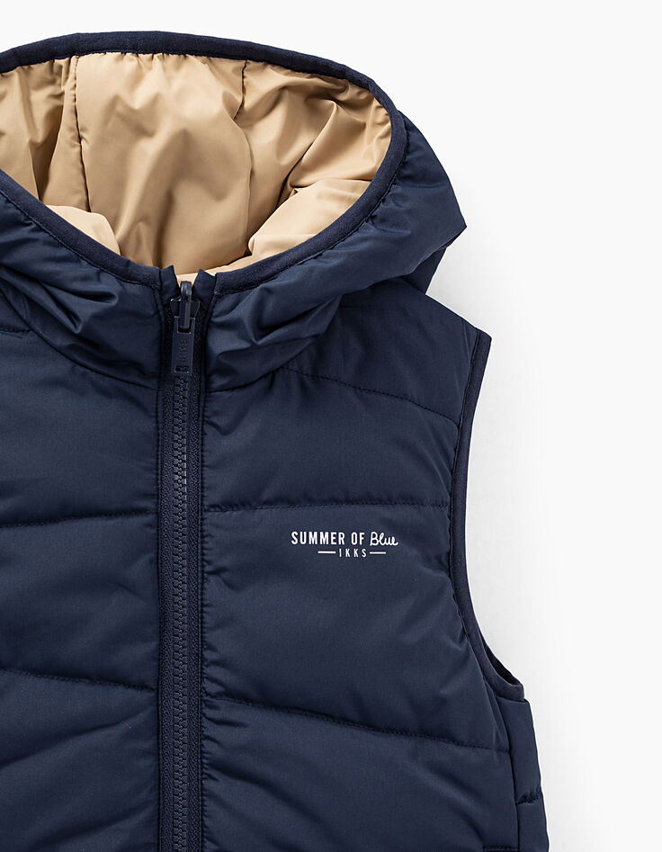 Doudoune réversible navy et beige sans manches garçon -5