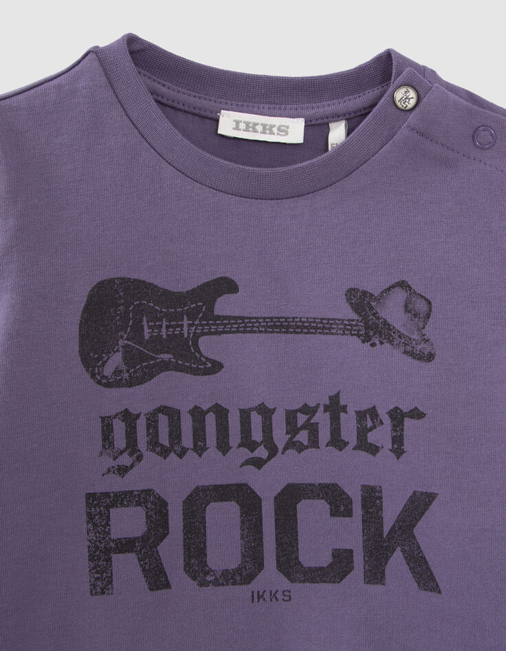 Violettes Babyjungen-T-Shirt, Biobaumwolle, rockiger Print-2
