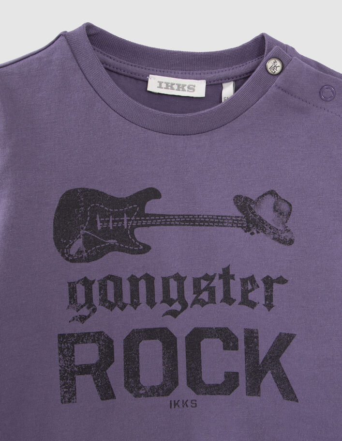 Violet T-shirt bio rockprint voor en achter babyjongens-2