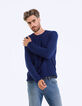 Pull indigo en maille à relief piqué Homme-2