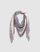 Foulard carré noir imprimé graphique fille-1