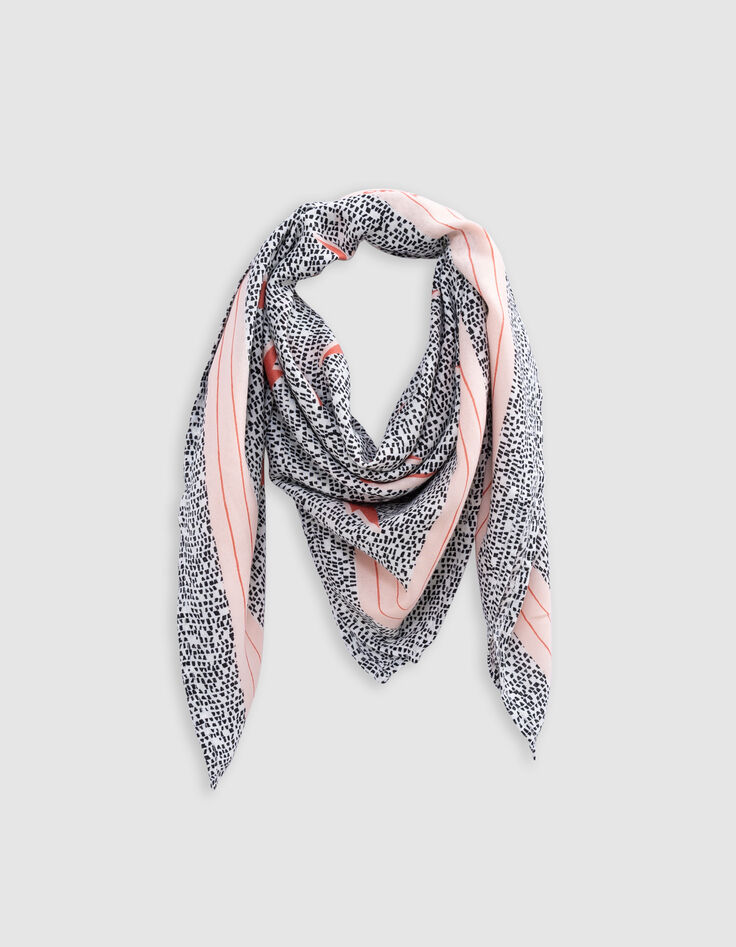 Foulard carré noir imprimé graphique fille-1