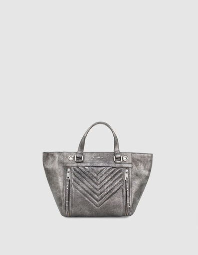 Women&rsquo;s quilted chevron METALLIC MEDIUM 1440 tote bag - IKKS
