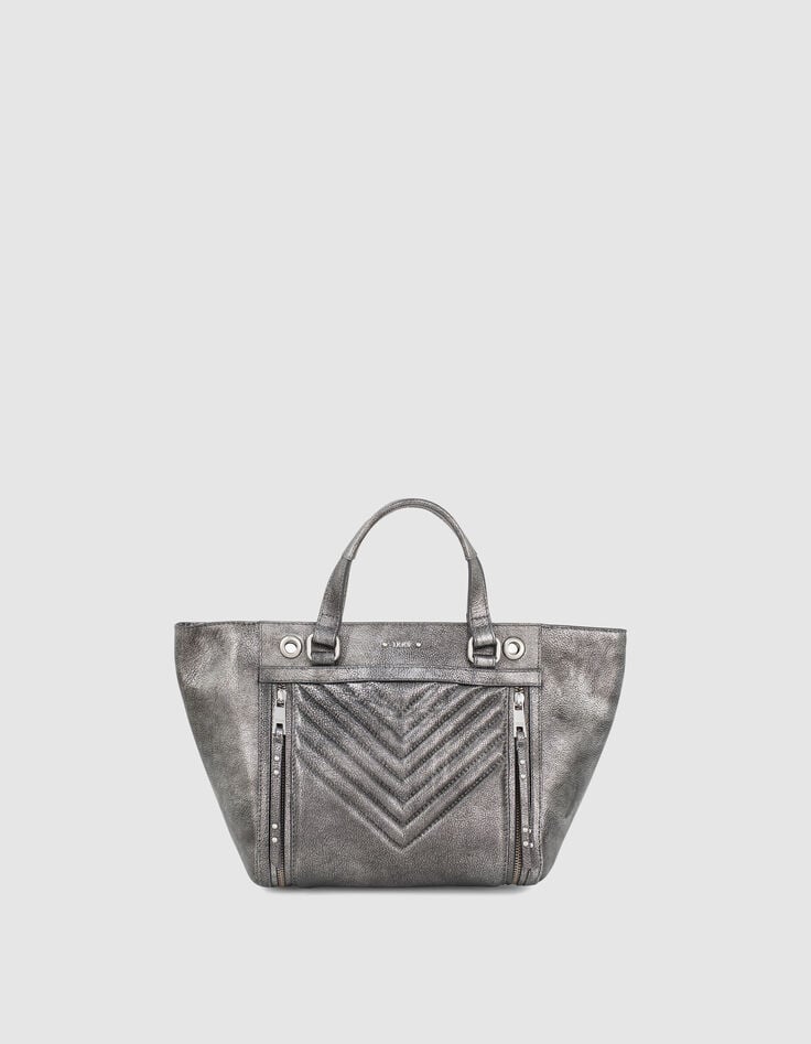 Women&rsquo;s quilted chevron METALLIC MEDIUM 1440 tote bag-1