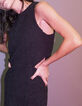 Vestido negro ganchillo forro aberturas laterales mujer-7
