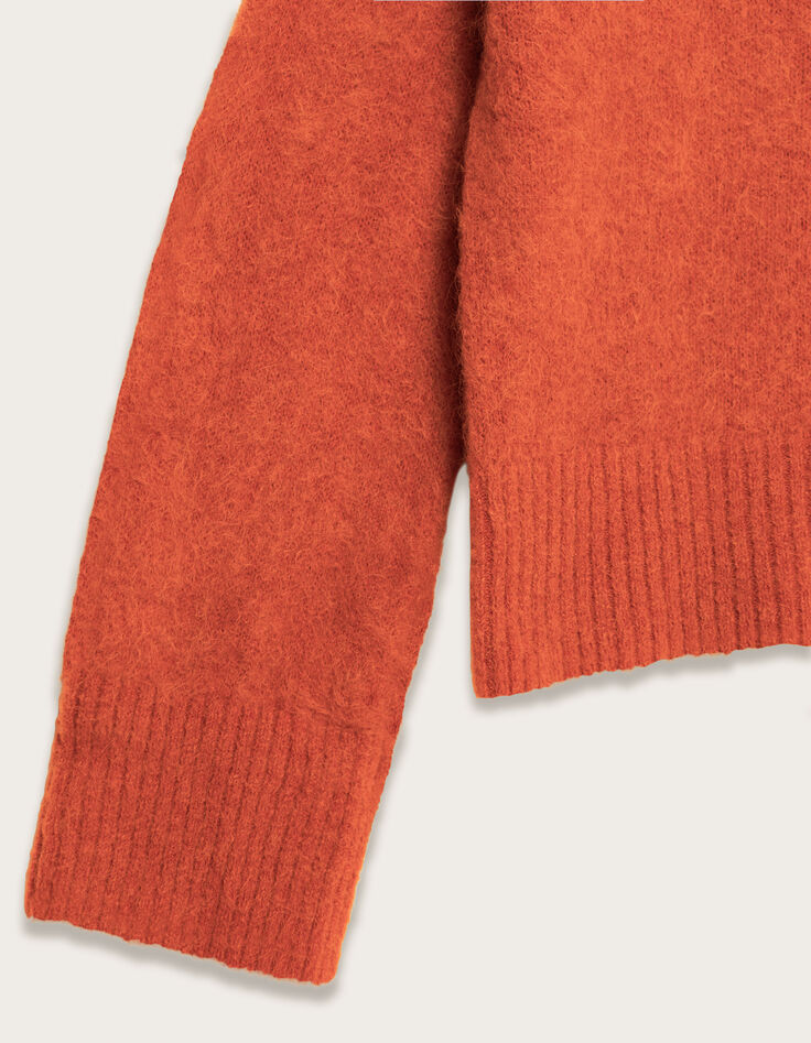 Orange oversized V-neck sweater Woman-8