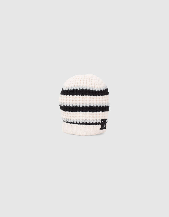 Gorro crudo punto lúrex rayas niña-2