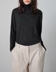 Pure Edition-Top black mesh with batwing sleeves for women-2