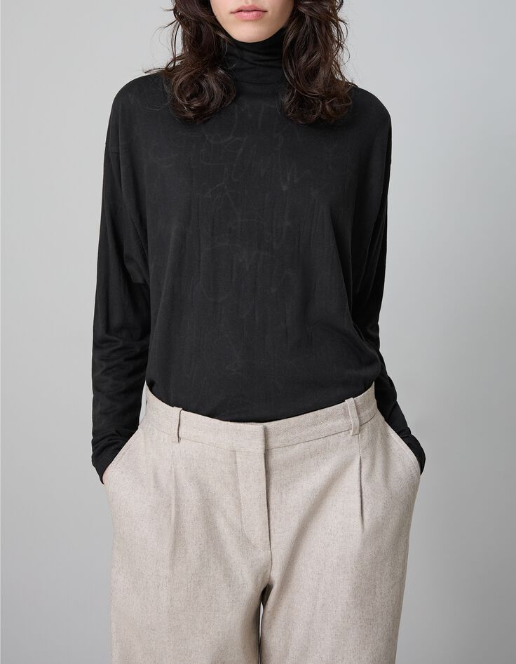 Pure Edition-Top black mesh with batwing sleeves for women-2