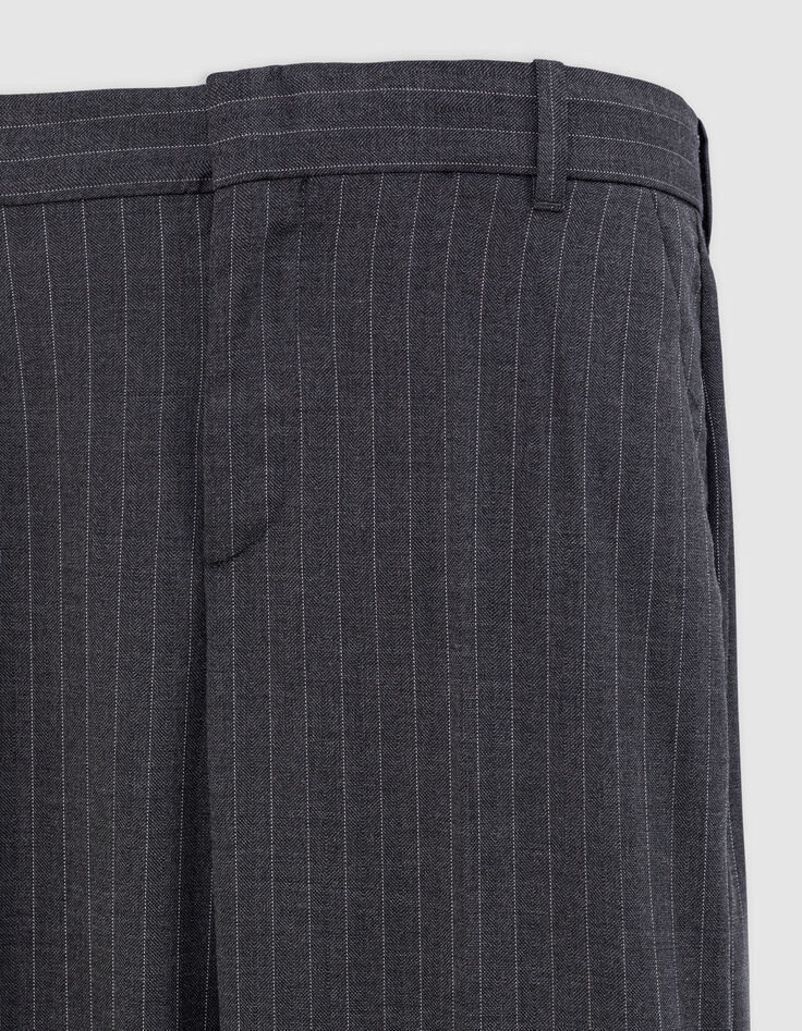 Pantalon de costume gris motif rayures tennis Femme-3