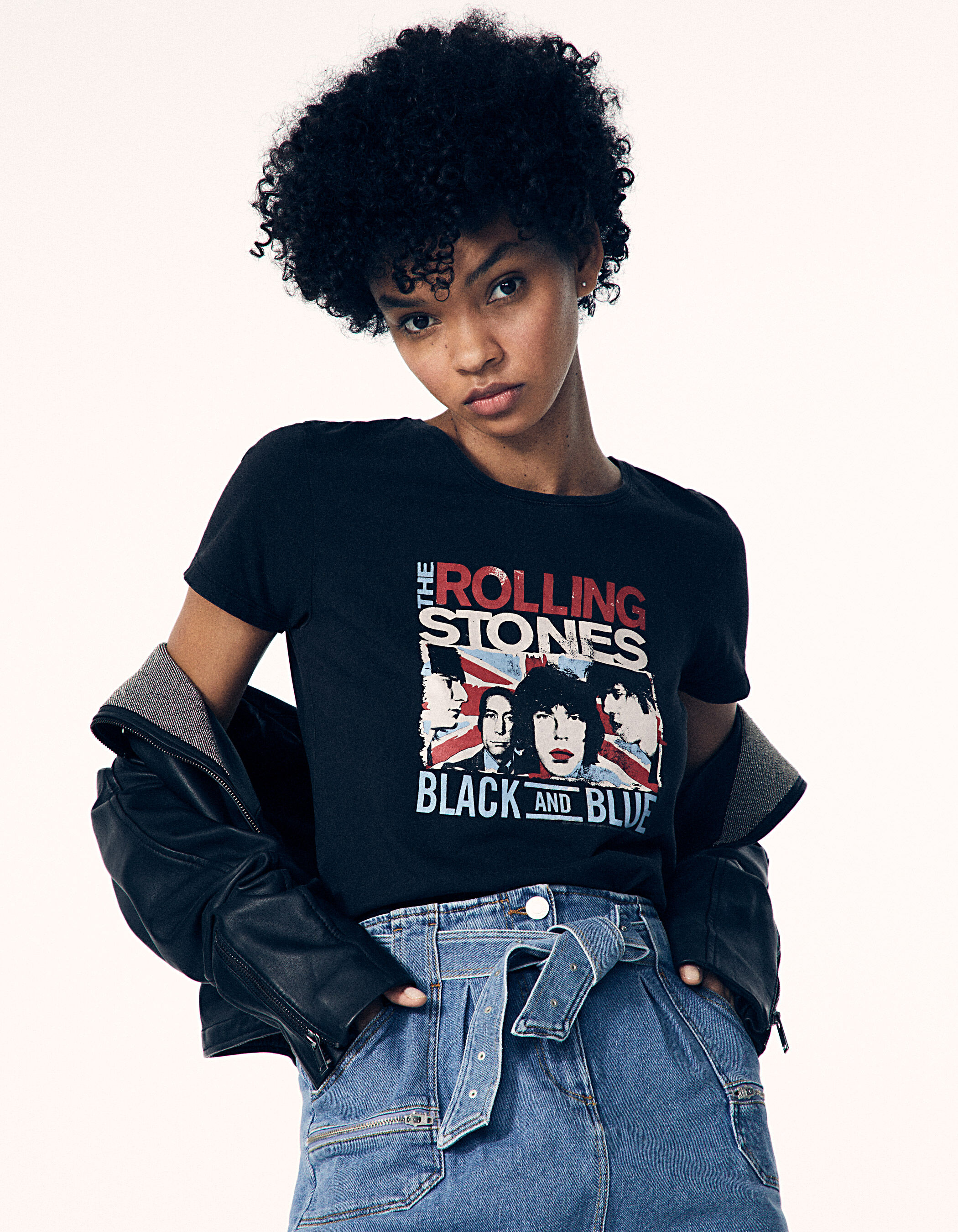 Black rolling top stones t shirt