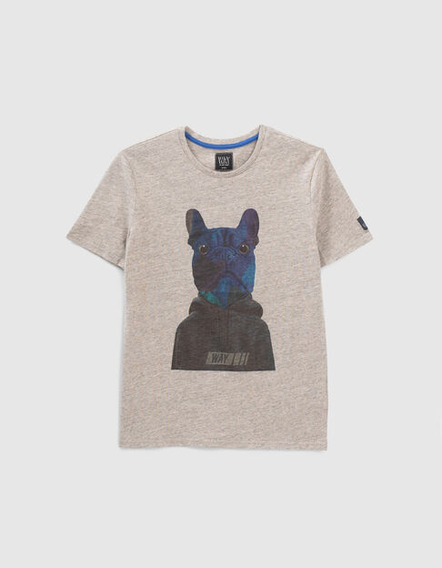 Graues Jungen-T-Shirt mit Bulldogge mit Sweatshirt - IKKS