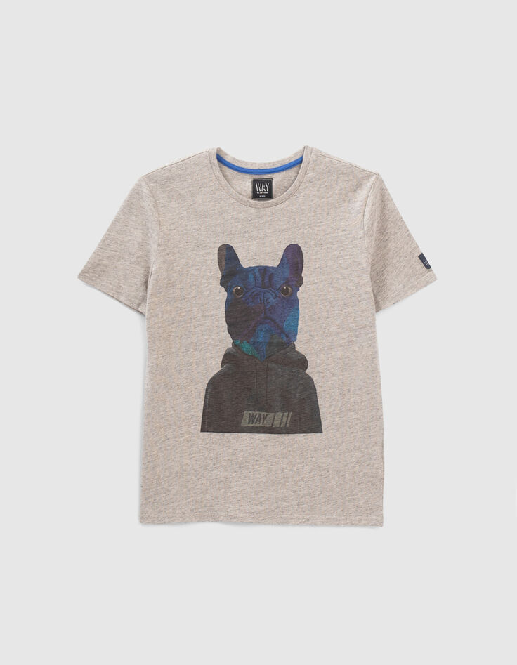 T-shirt gris visuel bouledogue-sweat garçon-1