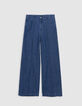 Waterless blue LARGE jeans with marked pleats for girl-4