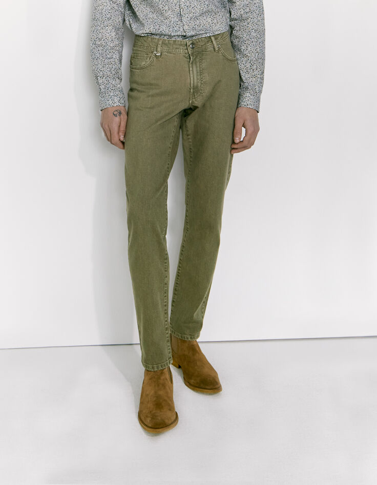 Men’s faded khaki SLIM jeans-1