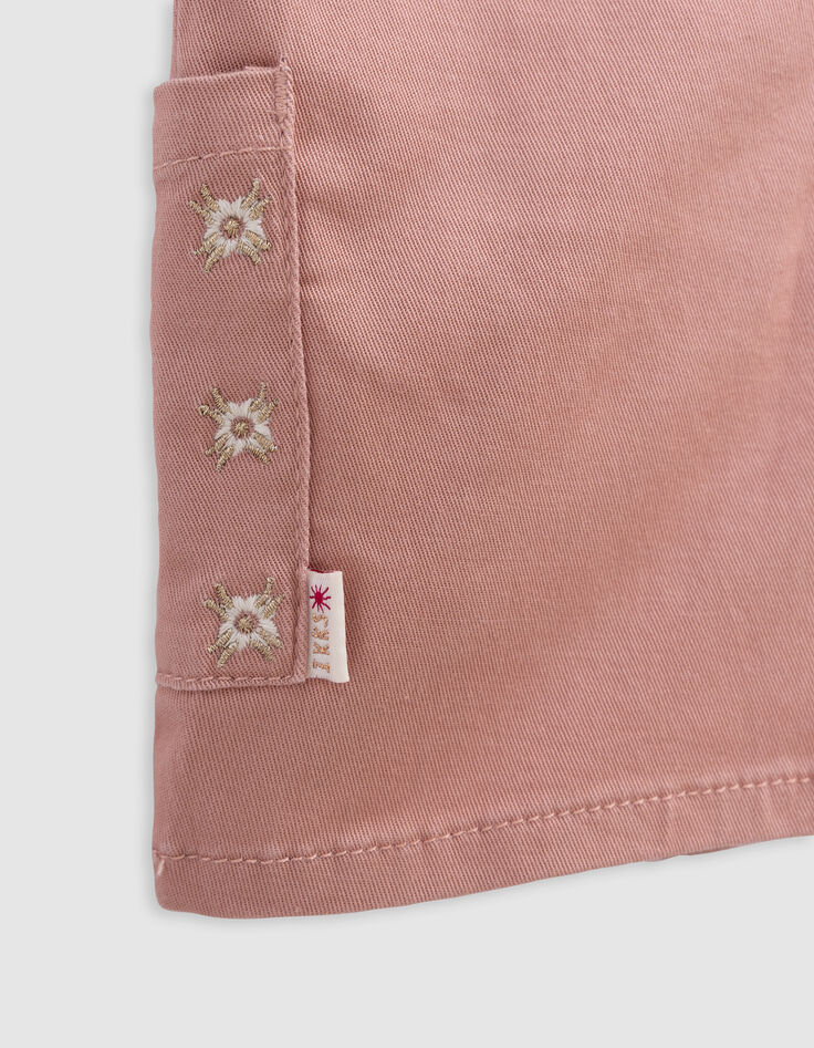 Ensemble robe-salopette rose et T-shirt écru bébé fille-5