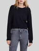 Schwarzer Damenstrickpullover mit Strasskn&ouml;pfen-1