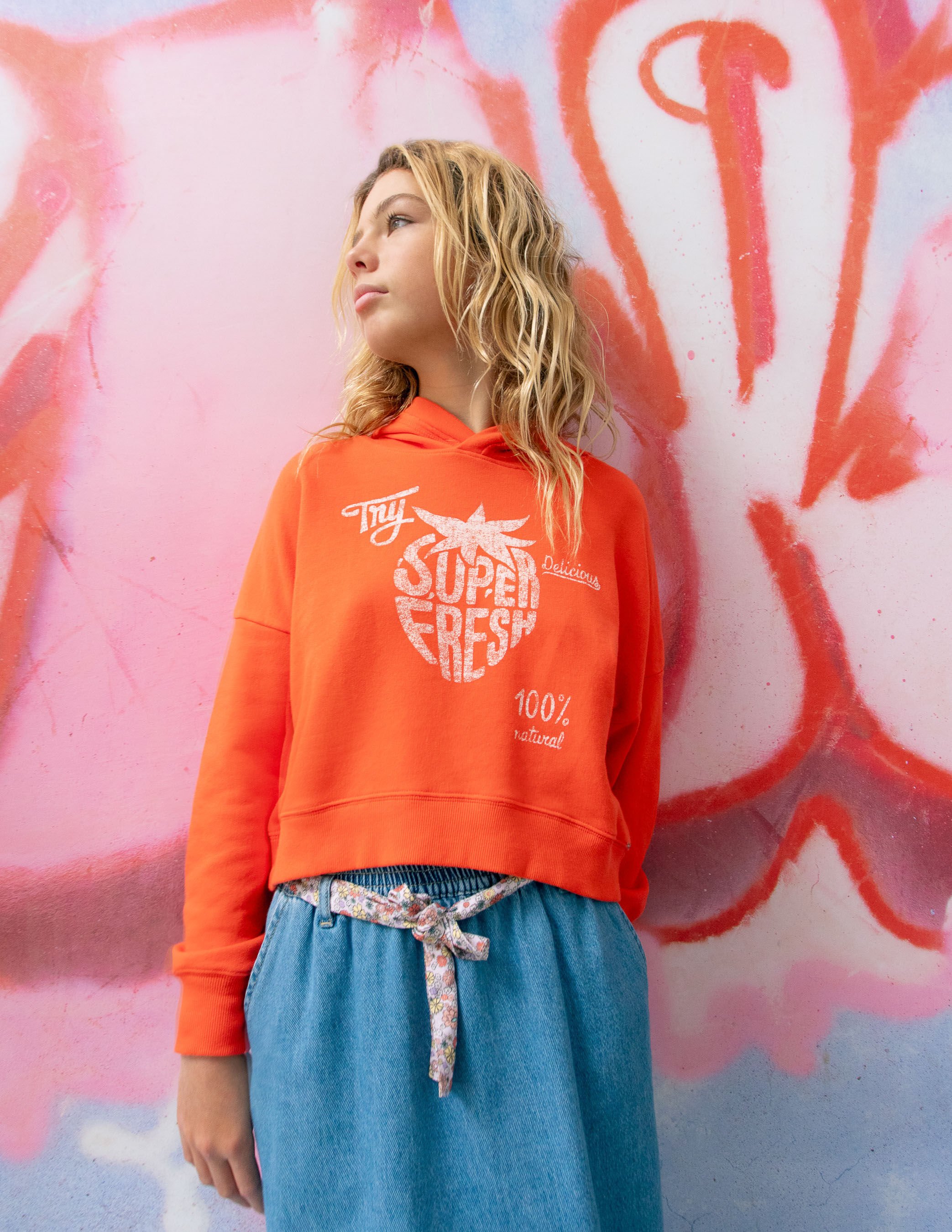 Girls orange sweatshirt top