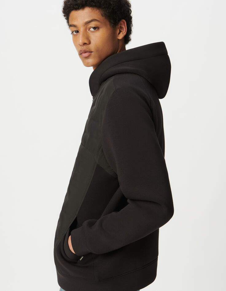 Men's black mixed-fabric light padded jacket-2