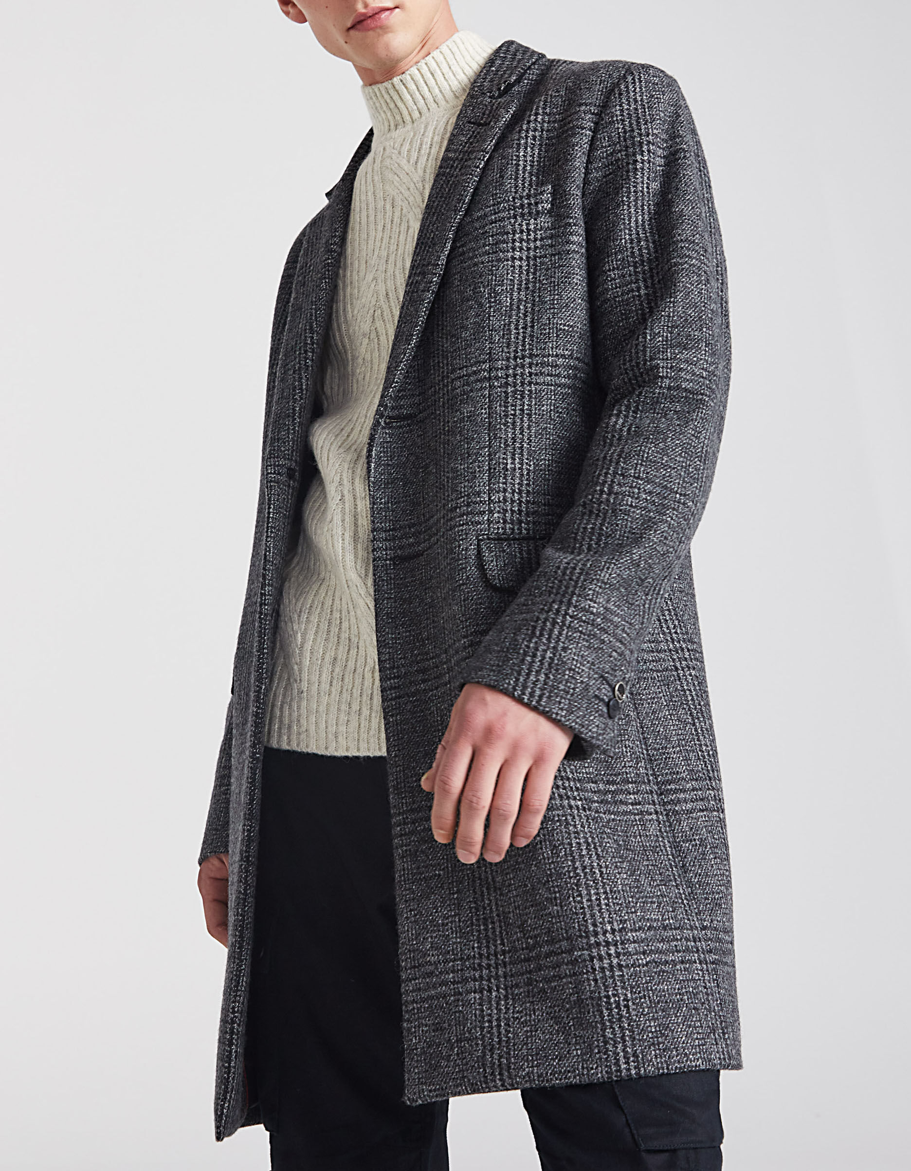Manteau noir a carreaux Homme IKKS