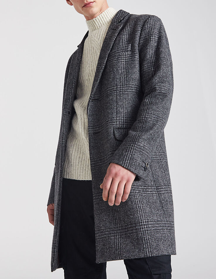Manteau noir à carreaux Homme-2