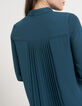 I.Code sea green shirt with pleats and studded collar-5