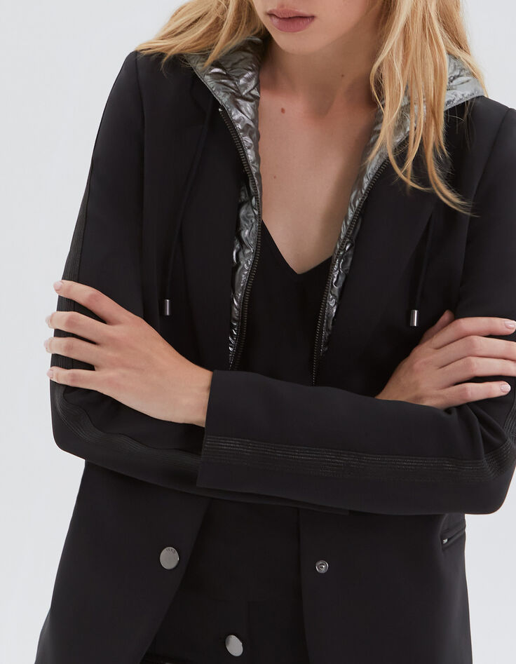 Schwarzer Damenblazer mit Metallic-Futter-3