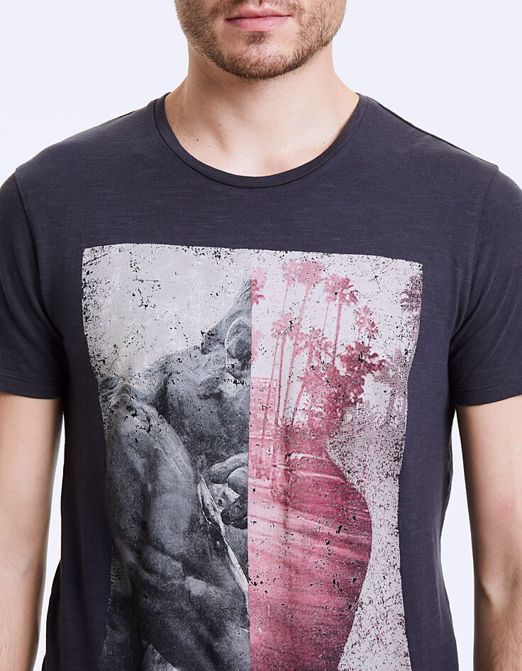 Antraciet T-shirt De Denker-L.A Heren-2