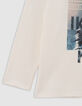 Boys' t-shirt ecru organic cotton Paris roofs embossing boy-7