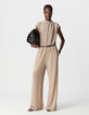 Dames jumpsuit met visgraatmotief in goud-2