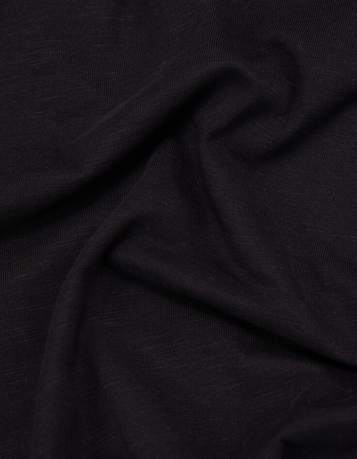 Schwarzes Damen-T-Shirt Bio-Baumwolle mit gestickter Botschaft-5