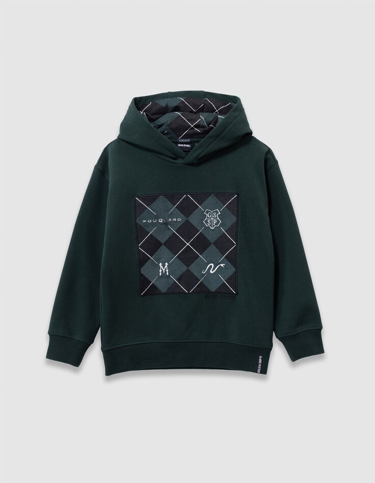 Sudadera verde damero bordado Harry Potter niño-3