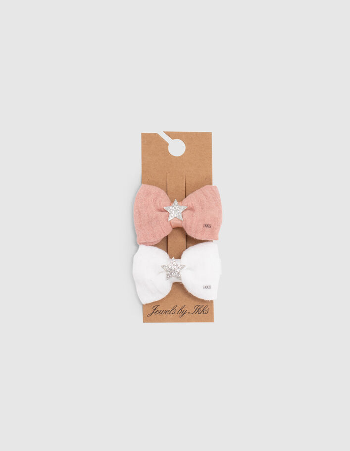 Girls’ pink and white bow snap hair clips - IKKS