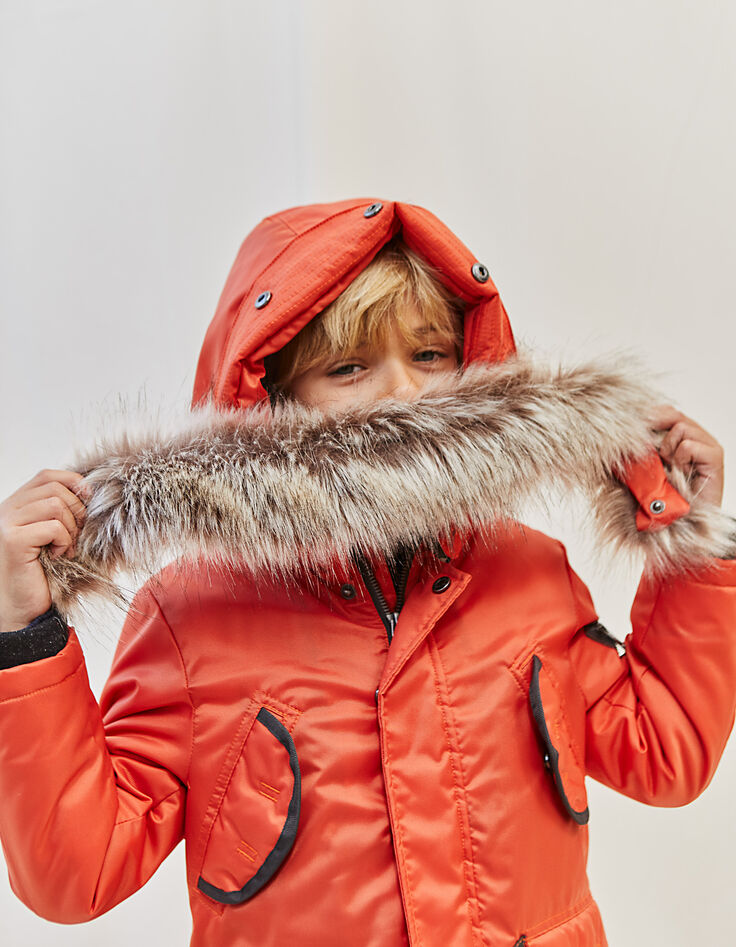 Oranje parka voor jongens -3