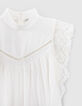 Kalkbeige top LENZING™ ECOVERO™ guipurekant Dames-7