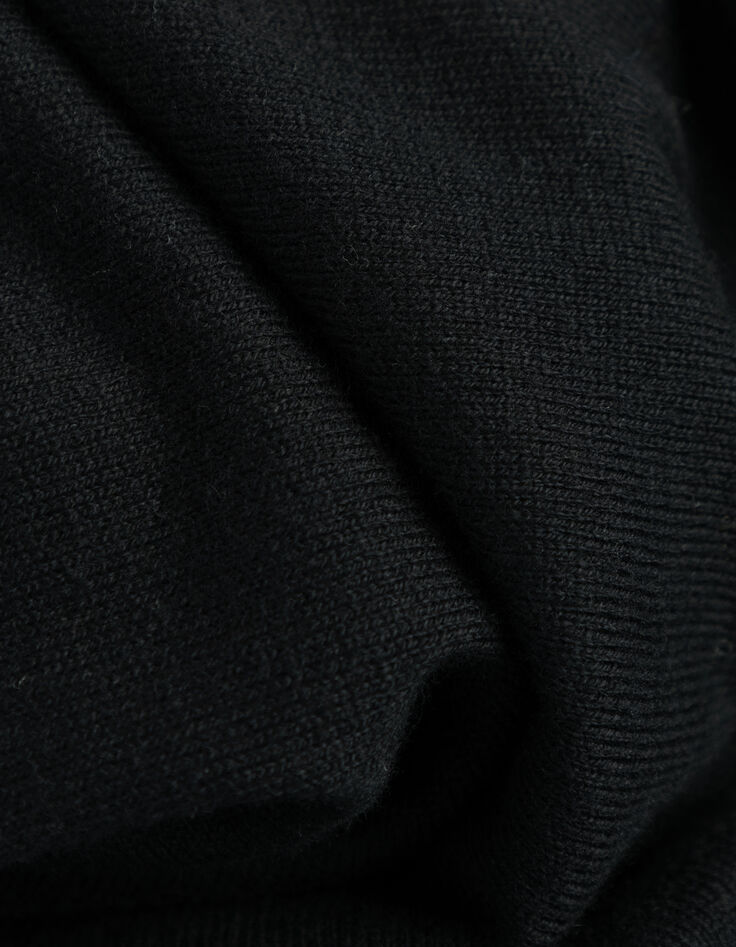 Pull col roulé noir tricot coton cachemire Homme-6