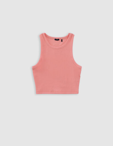 Orange ribbed cropped tank top for girl - IKKS