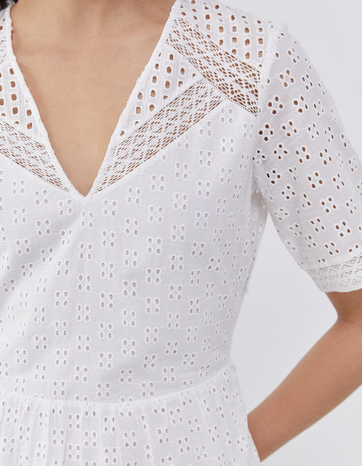 Gebroken witte jurk broderie anglaise dames-4