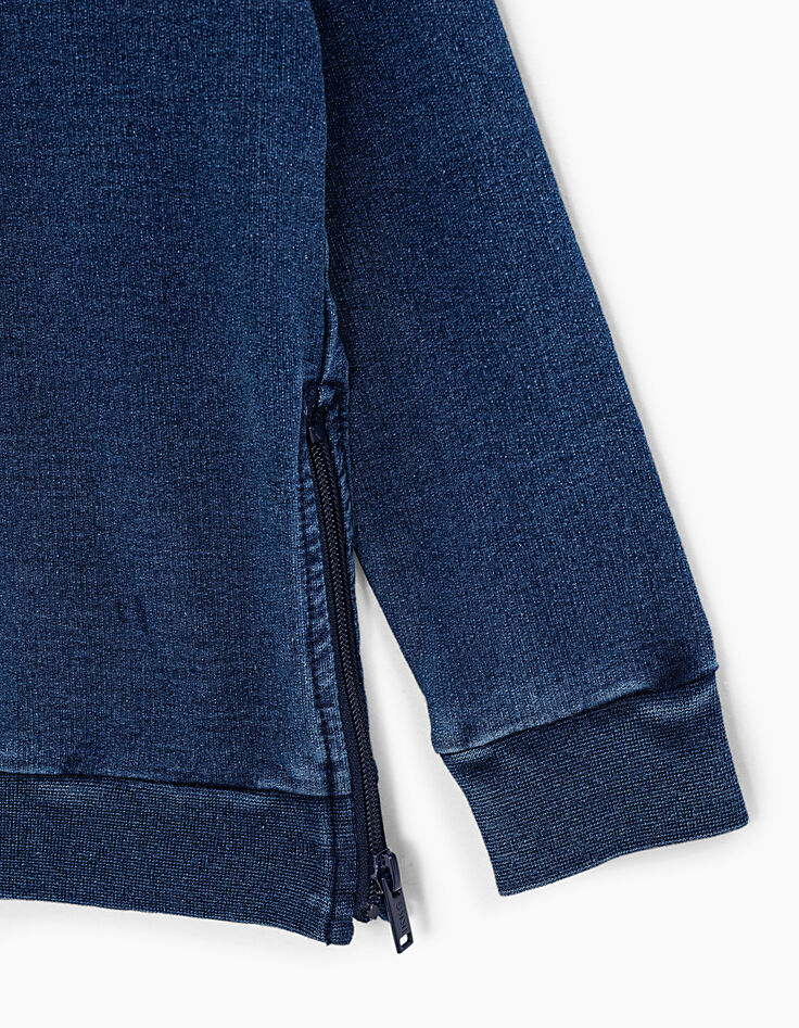 Boys’ indigo sweatshirt with leopard print and badge-4