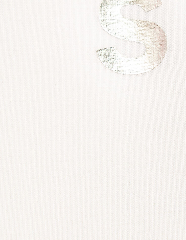 Ecru T-shirt metallic tekst meisjes-7