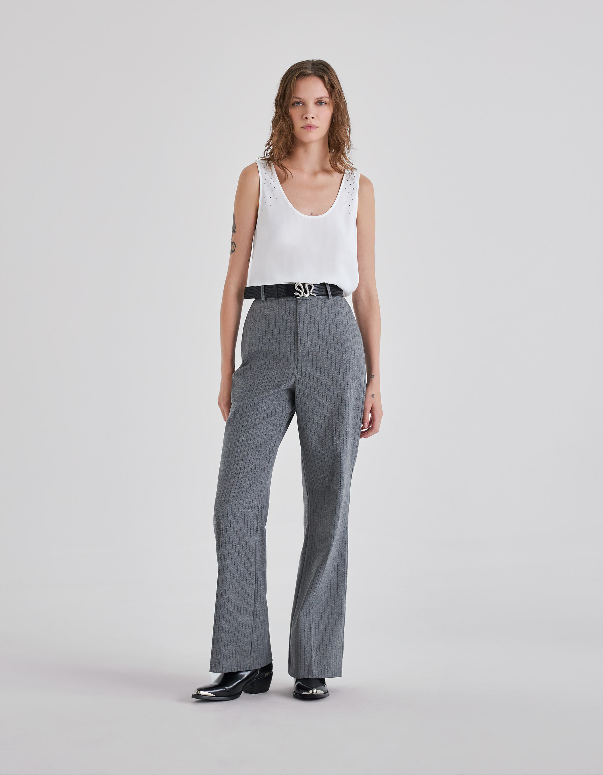 Women s white recycled studded front back reversible top IKKS