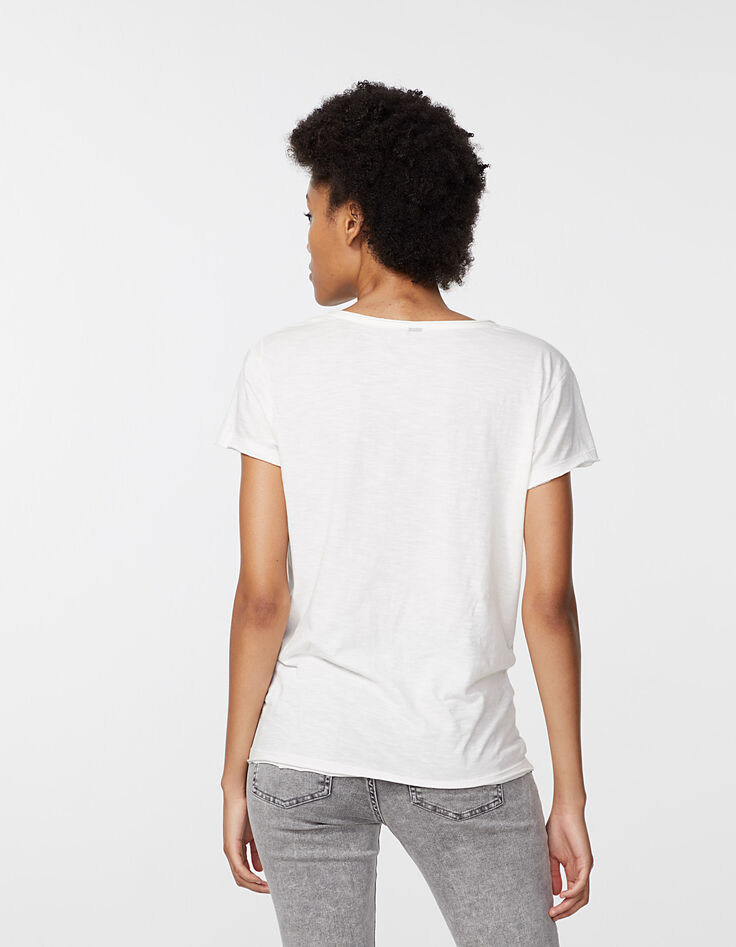 Women’s graphic front organic cotton slub V-neck T-shirt-2