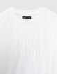 Girls&rsquo; off-white organic cotton T-shirt with rubber image-2