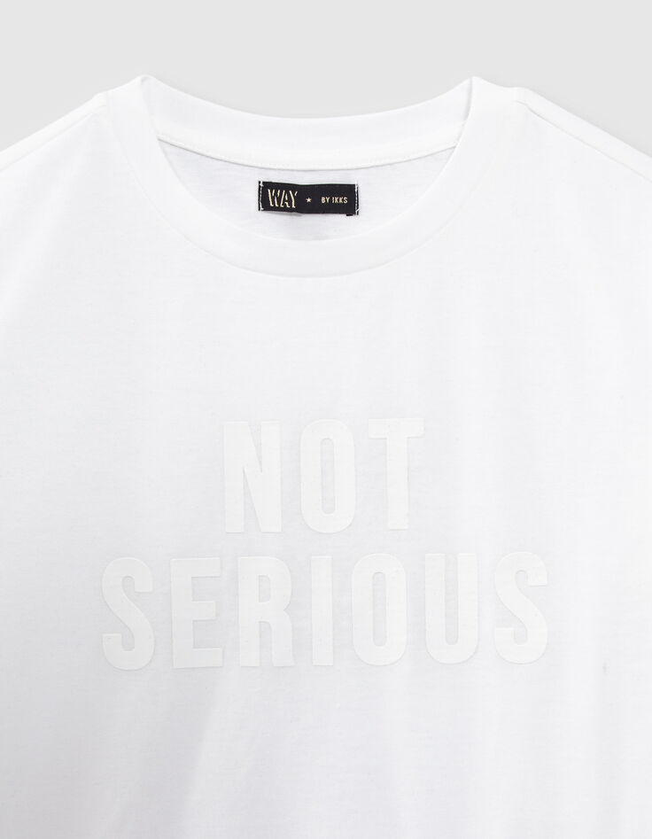 Girls&rsquo; off-white organic cotton T-shirt with rubber image-2