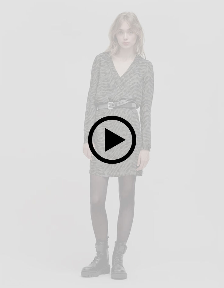 Kleid mit khakifarbenem Camouflage-Print für Damen-8