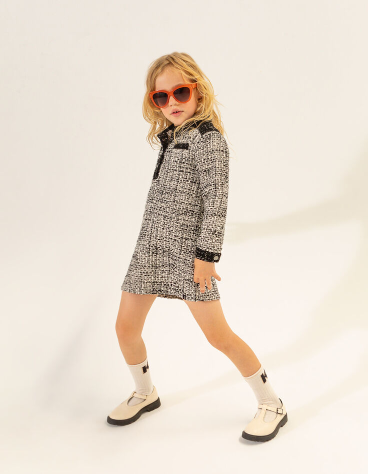 Robe chemise écrue façon tweed mini me fille-1