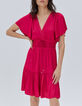 Robe volantée fushia acidulé femme-2