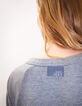 Robe courte en molleton gris boutons épaules femme-5